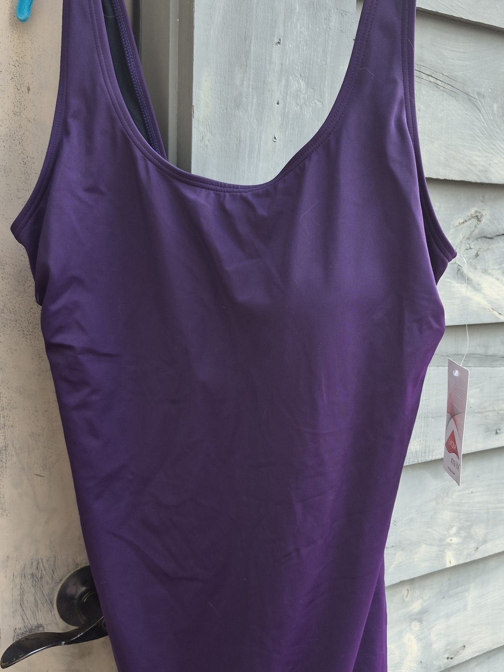 Lands' End Solid Purple Scoop One-Piece Swimsuit Size 18L